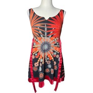 Desigual Y2k Multicolor Abstract Breathable Cotton Summer Dress